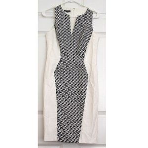 Muse Bodycon Shift Dress Sleeveless Stretch Embroidered White Career Office Sz 4